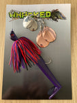 1oz Quad Spin Spinnerbait ~ EVIL PURPLE ~ Paddle Tail Trailer + Stinger Hook (Mixed Blades)