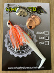 1oz Quad Spin Spinnerbait ~ ORANGE ICE ~ Paddle Tail Trailer + Stinger Hook (Mixed Blades)