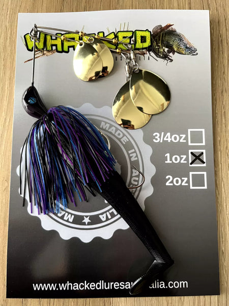1oz Quad Spin Spinnerbait ~ BRUISER ~ Paddle Tail Trailer + Stinger Hook (Gold Blades)
