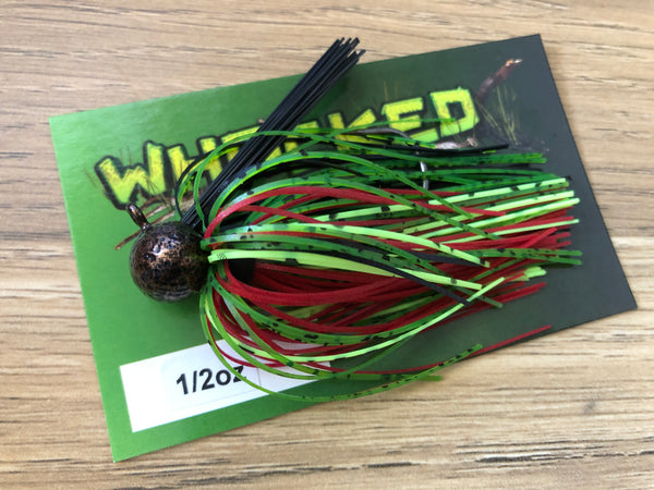 1/2oz WHACKED FOOTBALL JIG ~ REDFIN GREEN